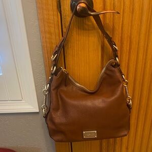 Michael Kors Vintage Cognac Leather hobo Shoulder Bag With Gold Hardware
